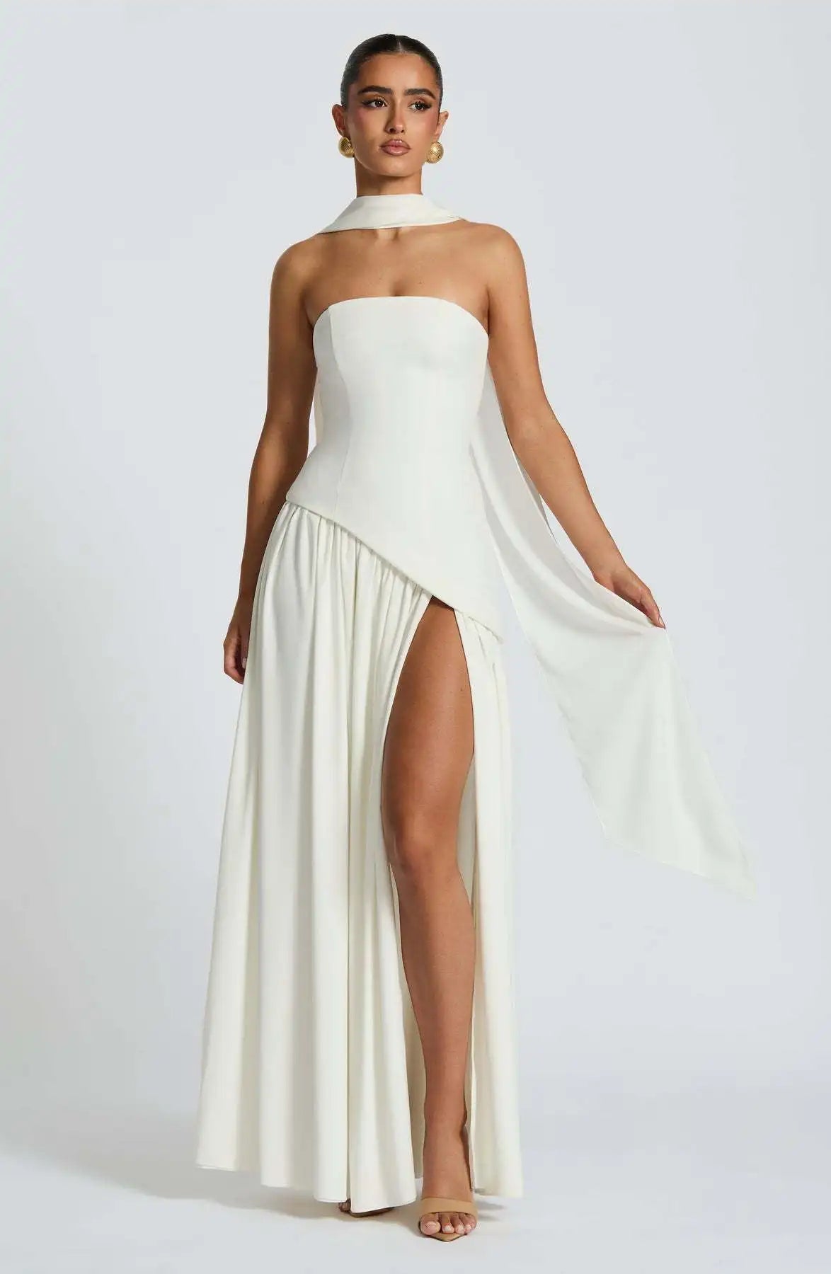 Elegant Ribbon Corset Long Dress