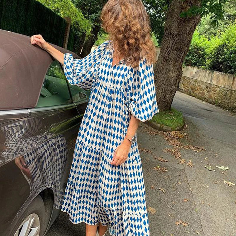 Autumn Fashion Half Sleeve Women Loose Dress