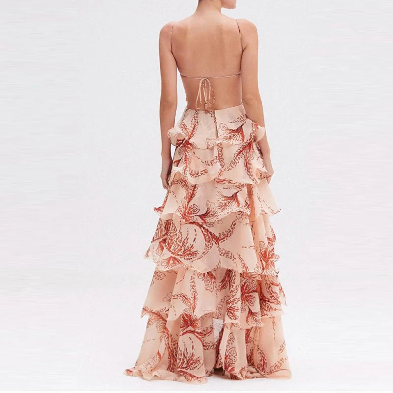 Sexy Sleeveless Backless Tie Up Boho Dress Women Elegant
