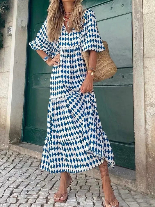 Autumn Fashion Half Sleeve Women Loose Dress