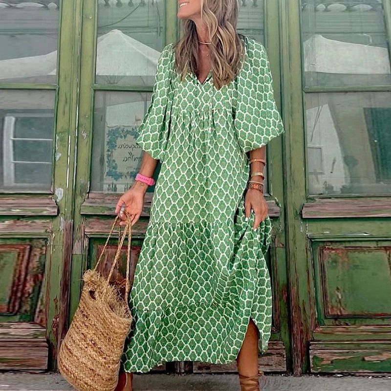 Autumn Fashion Half Sleeve Women Loose Dress