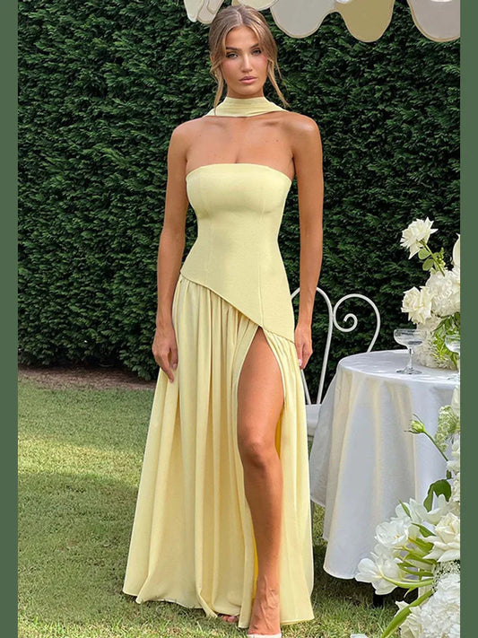 Elegant Ribbon Corset Long Dress