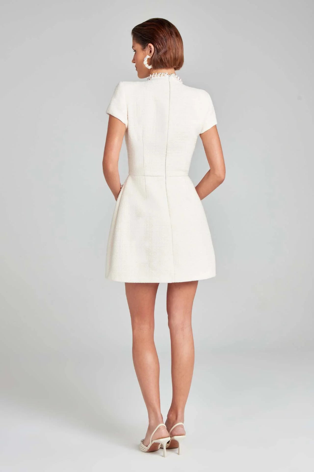 White Elegant Tweed Short Dress