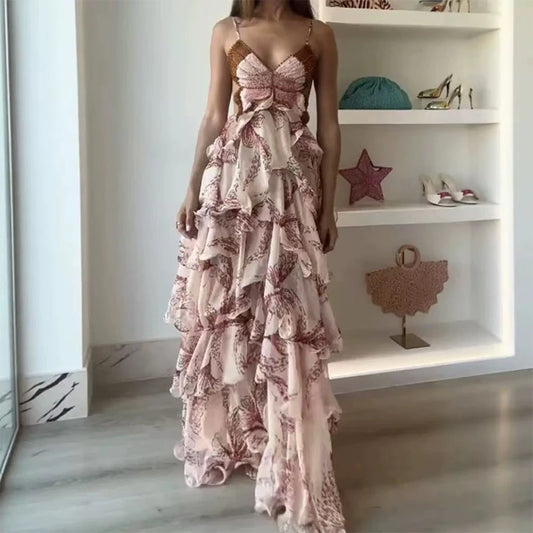 Sexy Sleeveless Backless Tie Up Boho Dress Women Elegant
