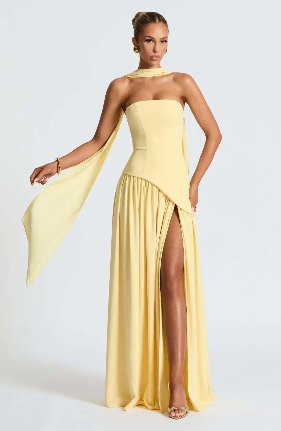 Elegant Ribbon Corset Long Dress