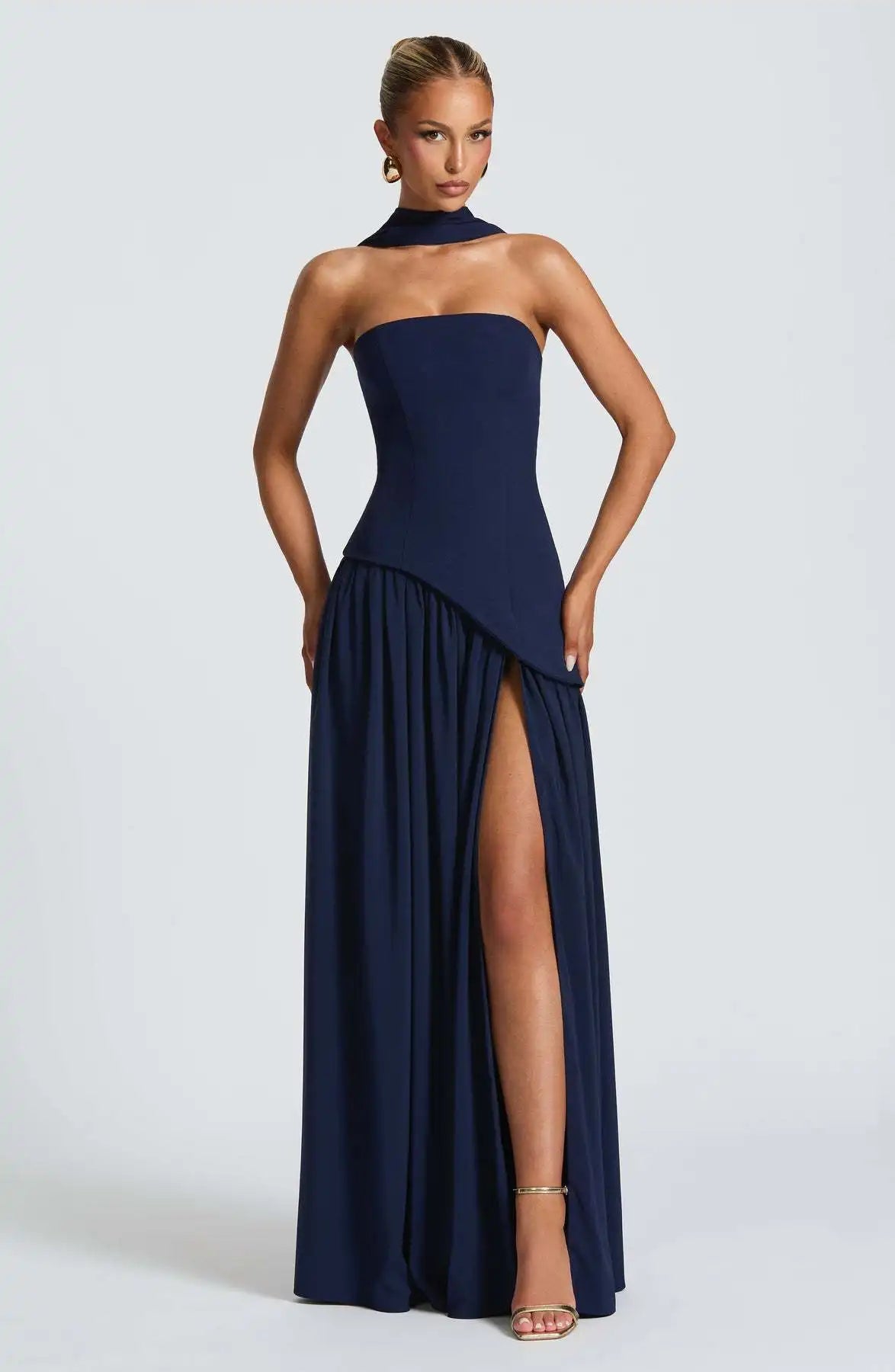 Elegant Ribbon Corset Long Dress
