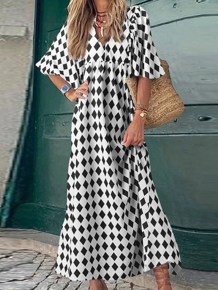 Autumn Fashion Half Sleeve Women Loose Dress