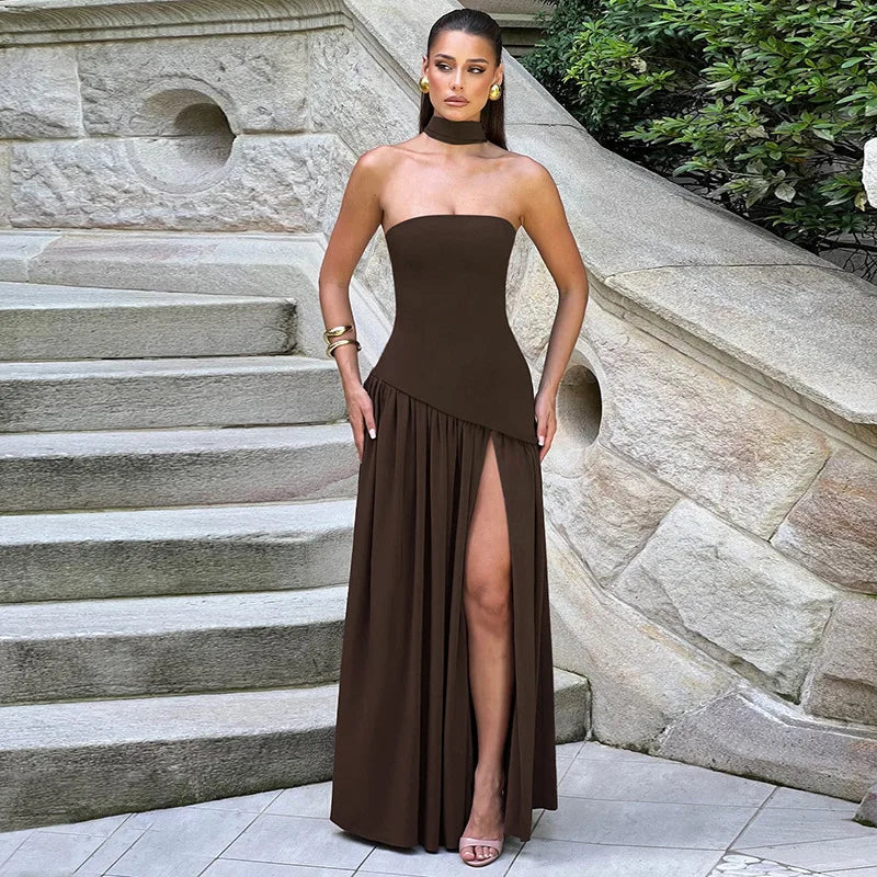 Elegant Ribbon Corset Long Dress