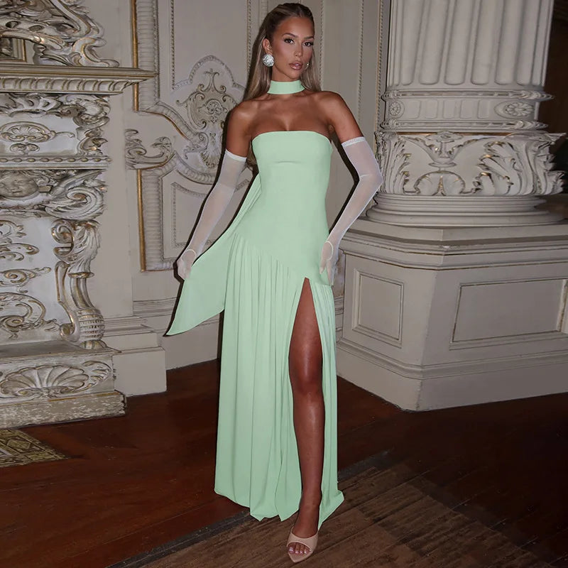 Elegant Ribbon Corset Long Dress