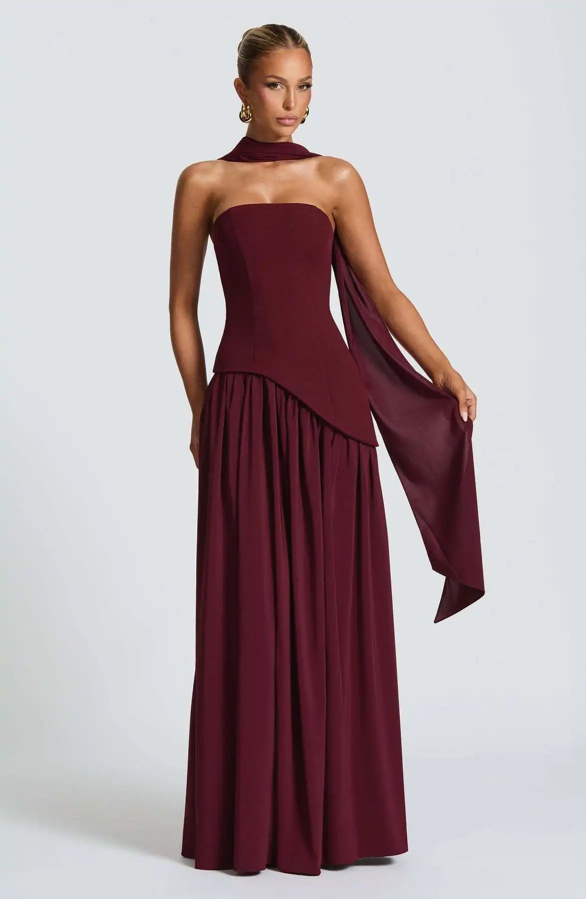 Elegant Ribbon Corset Long Dress