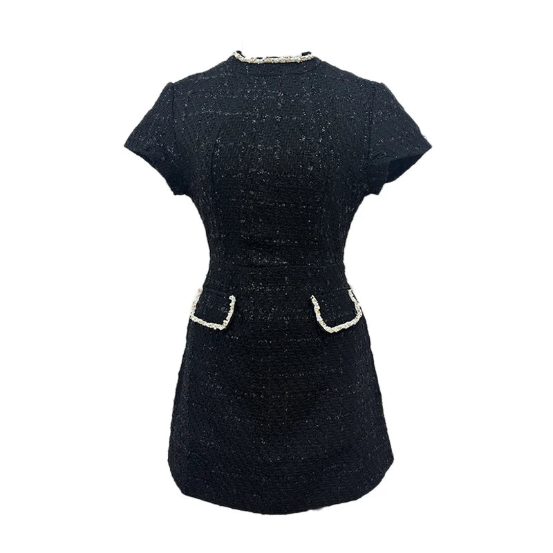 White Elegant Tweed Short Dress